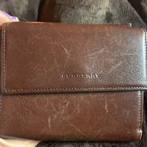 Burberry authentic brown leather wallet heymarket design check interior lining - Picture 7 of 10